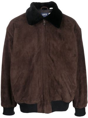 Levi's: Made & Crafted suede bomber jacket - Brown