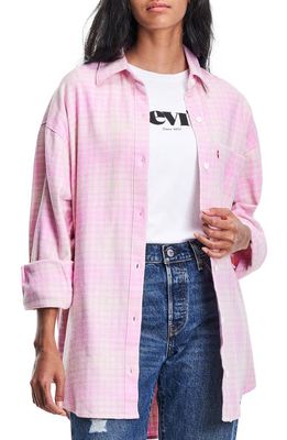 levi's Nola Plaid Oversize Button-Up Shirt in Pearl Plaid Begonia Pink