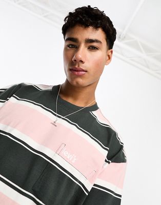 Levi's oversized T-shirt with pocket in pink stripe