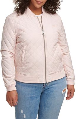 levi's Quilted Baseball Jacket in Peach Blush