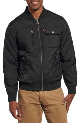 levi's Quilted Nylon Bomber Jacket in Black