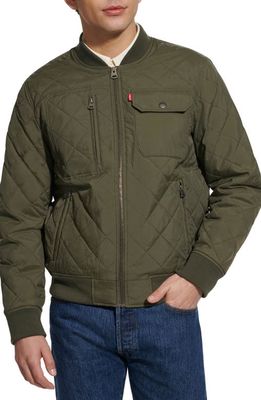 levi's Quilted Nylon Bomber Jacket in Olive