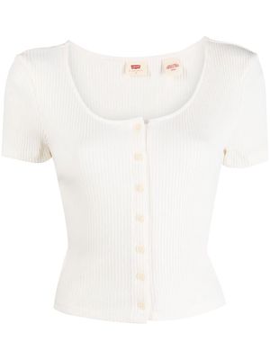 Levi's ribbed front-button fastening T-shirt - White