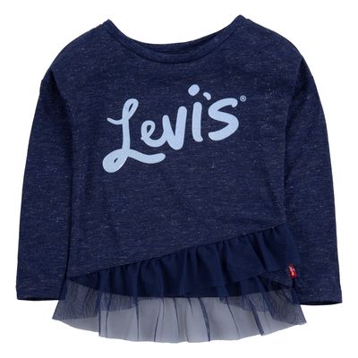 LEVI'S Ruffled Hem Knit Top in Medieval Blue Heather