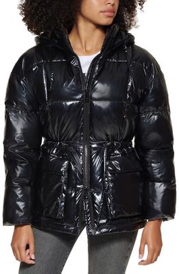 levi's Shiny Puffer Jacket in Pearlized Black