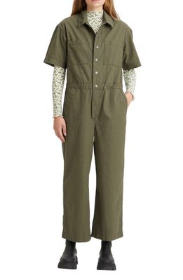 levi's Short Sleeve Nonstretch Denim Boilersuit in Army Green