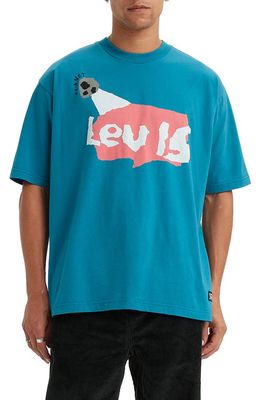 levi's Skate Graphic T-Shirt in Planet Levis Saxony Blue