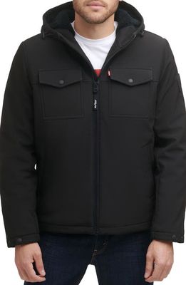 levi's Soft Shell Faux Shearling Lined Jacket in Black