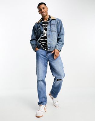 Levi's sunset denim trucker jacket with cord collar in blue wash