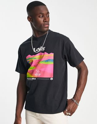 Levi's T-shirt with neon print in black