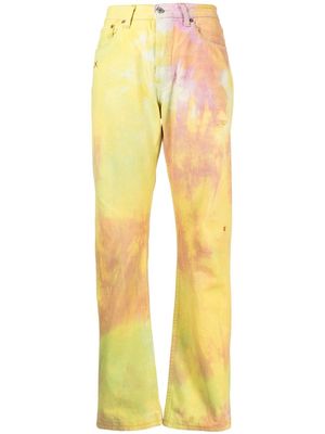 Levi's tie dye-print straight-leg jeans - Yellow
