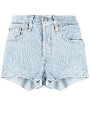 Levi's tiger-print raw-hem denim shorts - Blue
