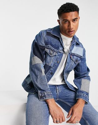 Levi's vintage fit patchwork denim trucker jack in blue