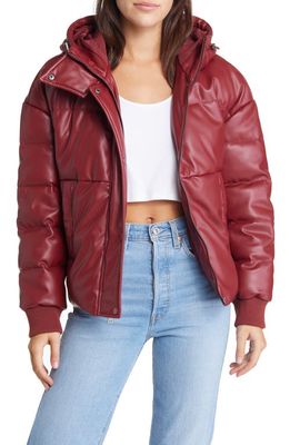 levi's Water Resistant Faux Leather Puffer Jacket in Red