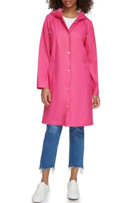 levi's Water Resistant Hooded Long Rain Jacket in Pink Peacock