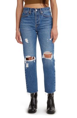 levi's Wedgie Ripped High Waist Crop Straight Leg Jeans in Carry Kerry