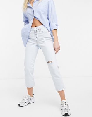Levi's wedgie straight leg jeans in bleach wash-Blues