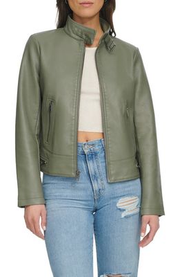 levi's Women's Faux Leather Racer Jacket in Sage