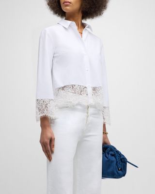 Levo Lace-Trim Cropped Shirt