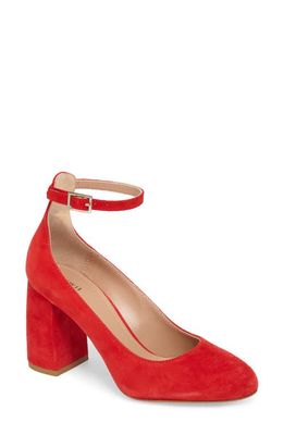 Lewit Emilia Ankle Strap Pump in Red Suede