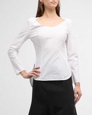 Leyia Scoop-Neck Side-Slit Shirt
