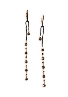 Leyla 18K Rose Gold & Black Diamond Curve Drop Earrings
