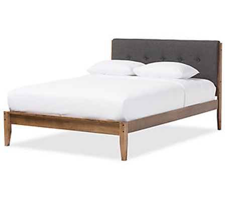 Leyton Mid-Century Modern Fabric Upholstered Pl atform Bed