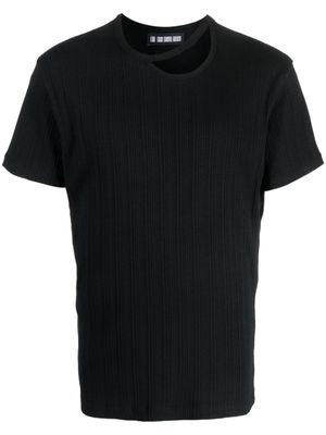 LGN LOUIS GABRIEL NOUCHI cut-out plissé cotton T-shirt - Black