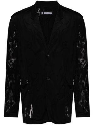 LGN LOUIS GABRIEL NOUCHI marble-devoré single-breasted blazer - Black