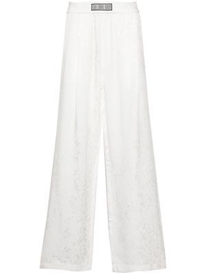 LGN LOUIS GABRIEL NOUCHI patterned-jacquard wide-leg trousers - White