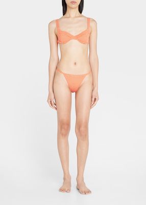 Lia Seersucker Striped Bustier Bikini Top