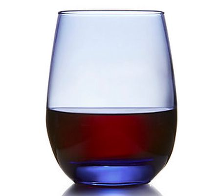 Libbey Blue All-Purpose Stemless Wine Glasses, Set of 6