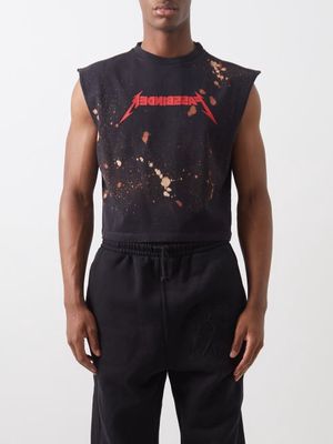 Liberal Youth Ministry - Fassbinder Bleached Cotton-jersey Tank Top - Mens - Black