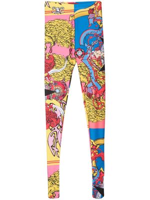 Liberal Youth Ministry graphic-print slip-on leggings - Blue