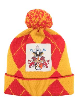 Liberal Youth Ministry logo-patch argyle-knit beanie - Yellow