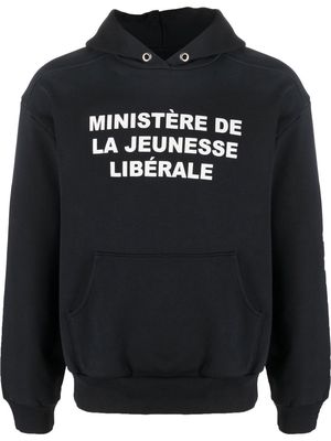 Liberal Youth Ministry logo-print cotton hoodie - 01 BLACK