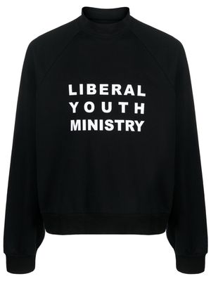 Liberal Youth Ministry logo-print cotton jumper - Black