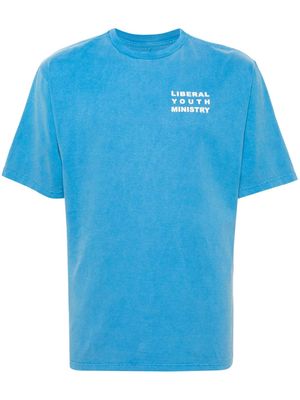 Liberal Youth Ministry logo-print cotton T-shirt - Blue