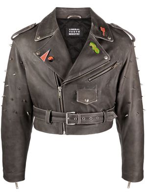 Liberal Youth Ministry studded leather biker jacket - Grey