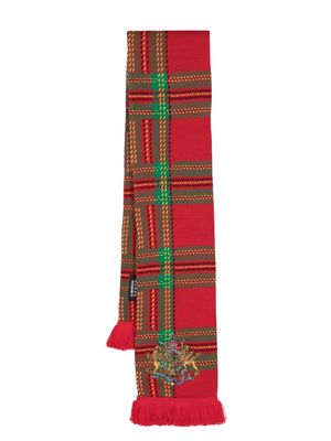 Liberal Youth Ministry tartan check-pattern knitted scarf - Red