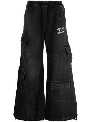 Liberal Youth Ministry wide-leg cargo jeans - Black