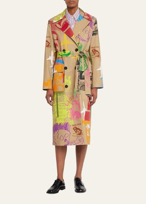 Libertine Silk Screens Belted Lean Trench