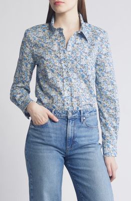 Liberty London Floral Fitted Button-Up Shirt in Light Blue