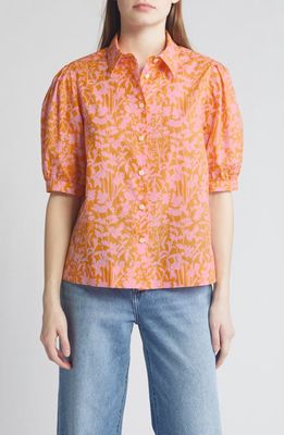 Liberty London Floral Puff Sleeve Cotton Shirt in Yellow