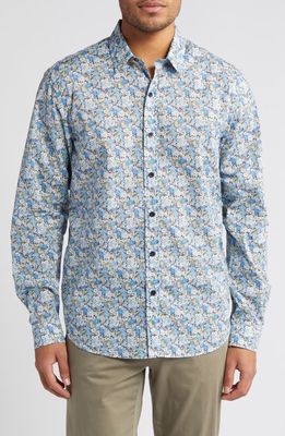 Liberty London Libby Lasenby Floral Cotton Button-Up Shirt in Light Blue