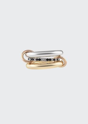 Libra 18k Gold & Silver 3-Link Ring w/ Micropave Diamonds