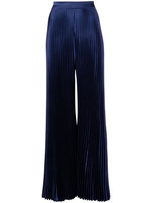 L'IDÉE Bisous pleated satin wide-leg trousers - Blue