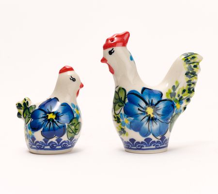 Lidia's Polish Pottery Chicken & Rooster Spice Shakers