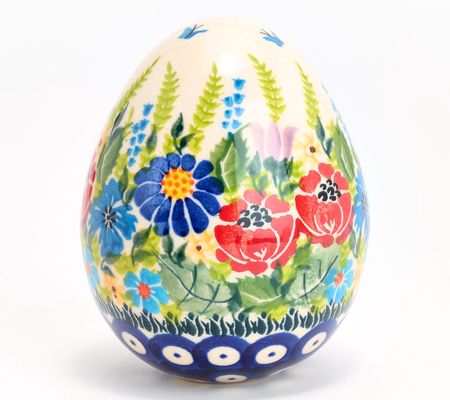 Lidia's Polish Pottery Hand Painted Medium Egg Figurine