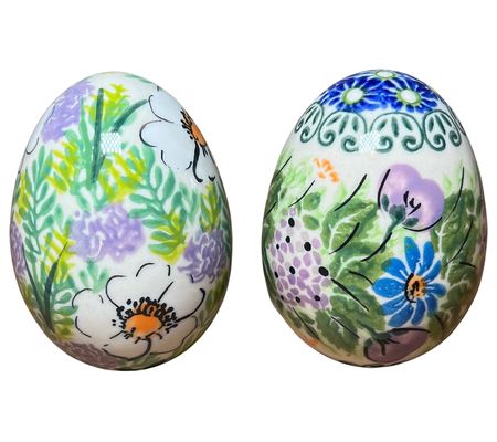 Lidia's Polish Pottery Set of Two Small Egg Fig urines